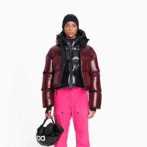Aztech Mountain Aspen Burgundy Mini Nuke Suit Crop Puffer Jacket